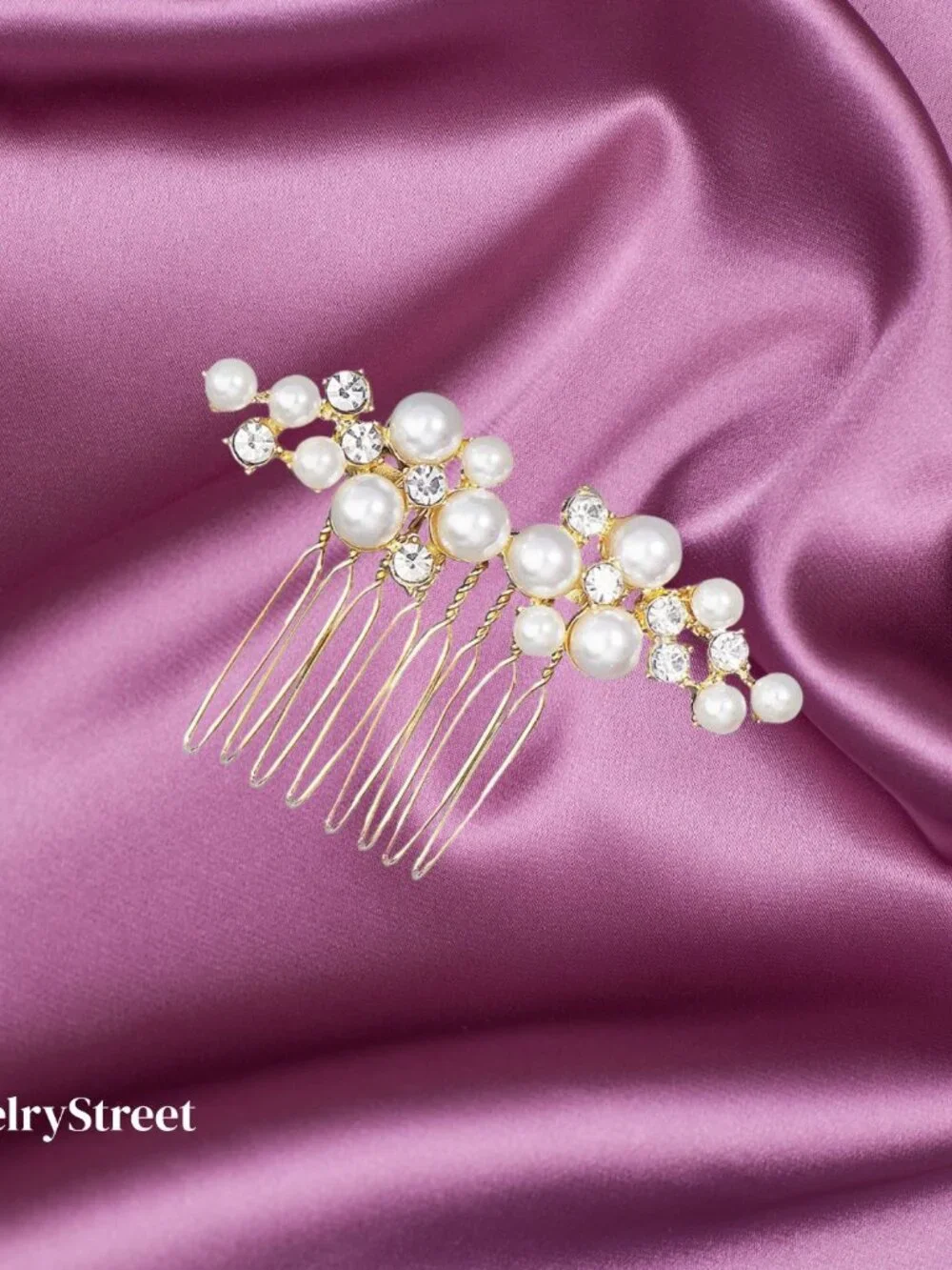 pearl hair comb floral